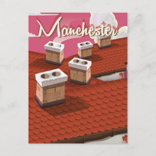 Manchester, England cartoon travel poster Postcard