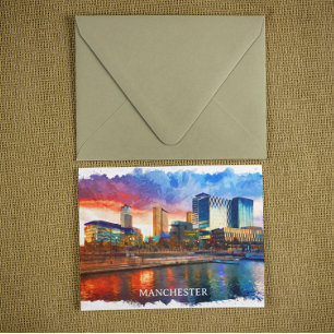 Manchester England City Panorama View Postcard