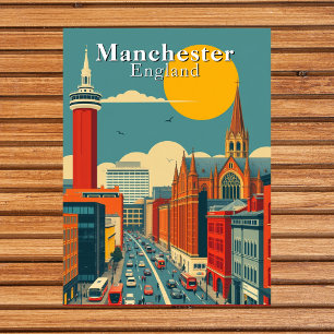 Manchester, England Retro Urban Art Postcard