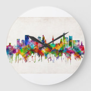 Manchester England Skyline Large Clock