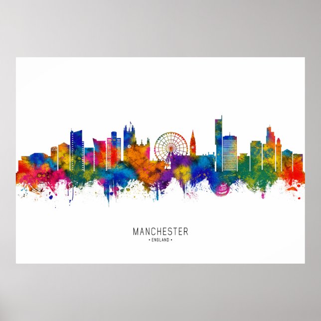 Manchester England Skyline Poster (Front)