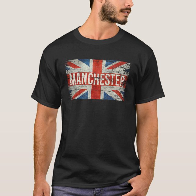 Manchester England United Kingdom Bristish Flag Vi T-Shirt (Front)