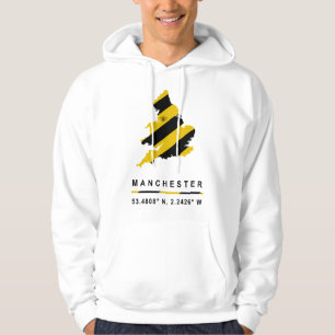 Manchester GPS Coordinates Bee Map   Hoodie