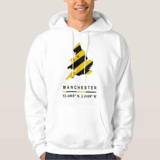 Manchester GPS Coordinates Bee Map Hoodie