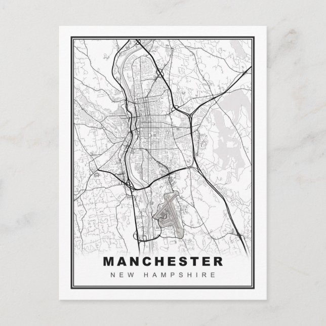 Manchester Map Postcard (Front)
