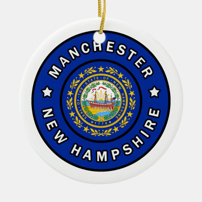 Manchester New Hampshire Ceramic Ornament (Front)