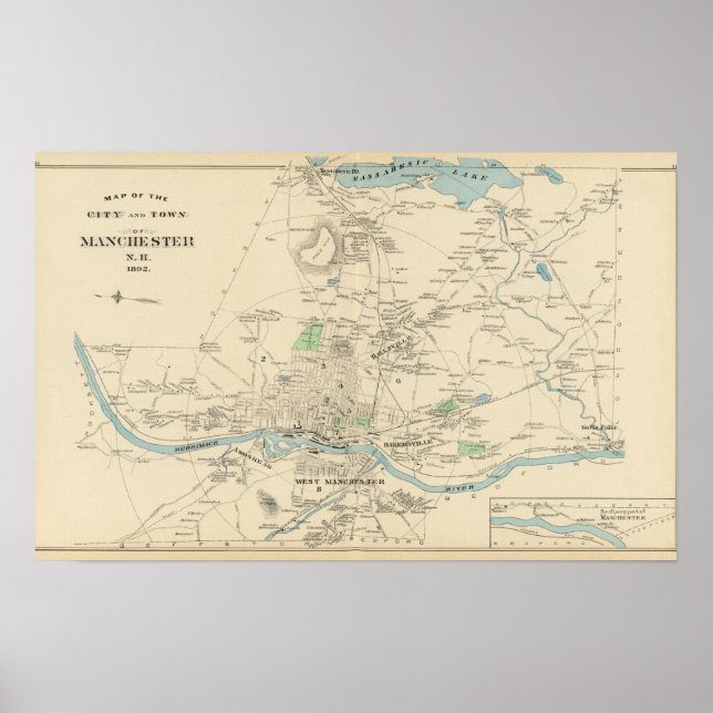 Manchester, NH city, town Poster (Front)