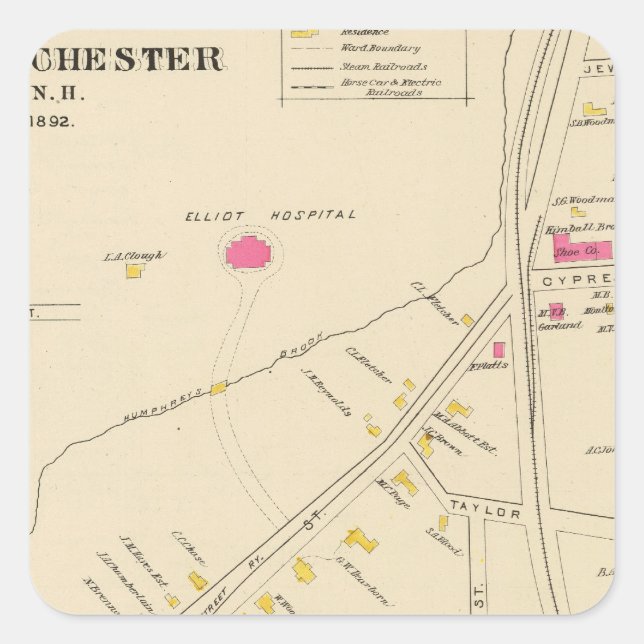 Manchester, NH, Ward 6 2 Square Sticker (Front)