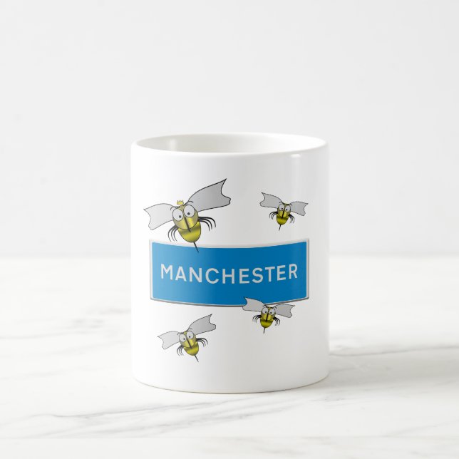 Manchester road sign with bees.  coffee mug (Center)