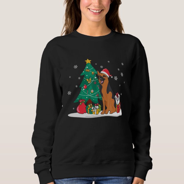 Manchester Terrier Christmas Tree Light Pajama Dog Sweatshirt (Front)