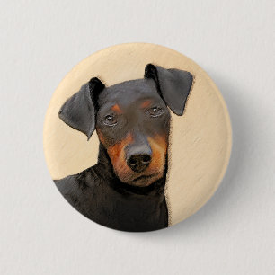 Manchester Terrier Painting Original Animal Art 6 Cm Round Badge