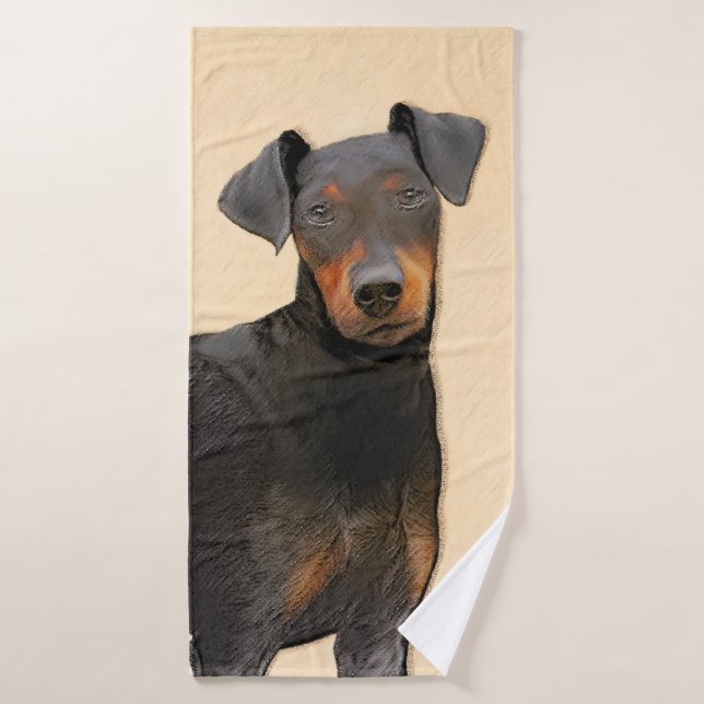 Manchester Terrier Painting Original Animal Art Bath Towel Set (Bath Towel)