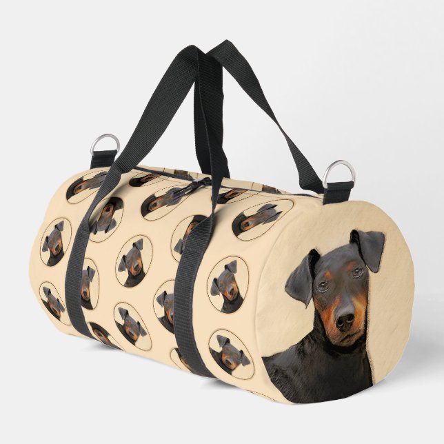 Manchester Terrier Painting Original Animal Art Duffle Bag (Left Corner)