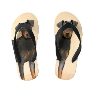 Manchester Terrier Painting Original Animal Art Kid's Thongs