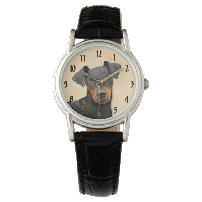 Manchester Terrier Painting Original Animal Art Watch (Front)