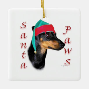 Manchester Terrier Santa Paws Ceramic Ornament