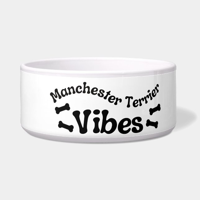 Manchester Terrier Vibes Ceramic Dog Bowl (Left)