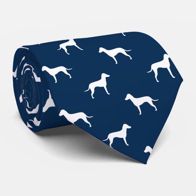 Manchester Terrier with Natural Ears Silhouettes Tie (Rolled)