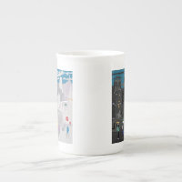 Manchester UK Night Day Skyline Bone China Mug 