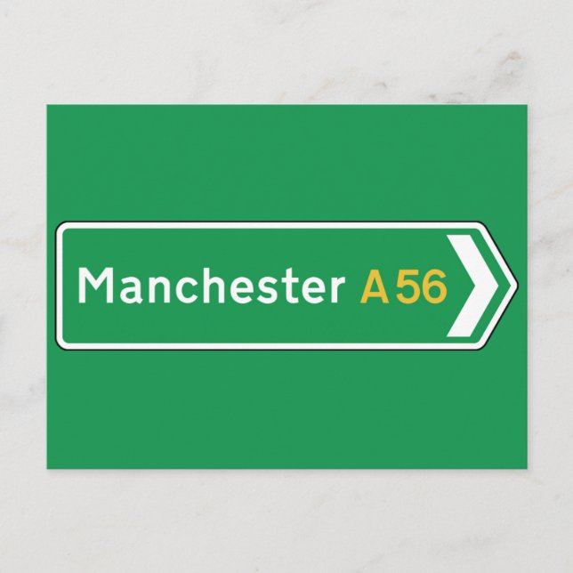 Manchester, UK Road Sign Postcard (Front)