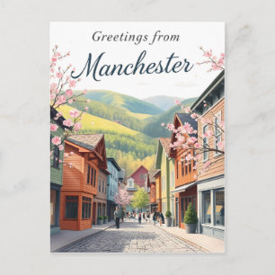 Manchester, Vermont Mountain Town Streets Vintage Postcard