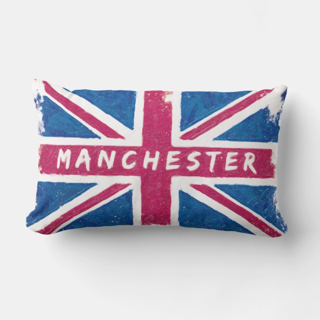 Manchester - Vintage British Union Jack Flag Lumbar Cushion (Front)