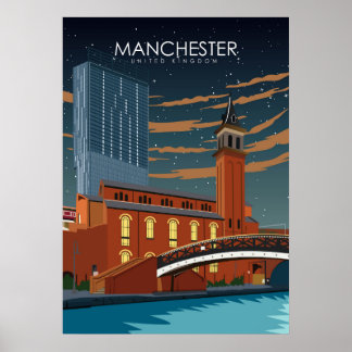 Manchester Vintage Minimal Retro Travel Poster