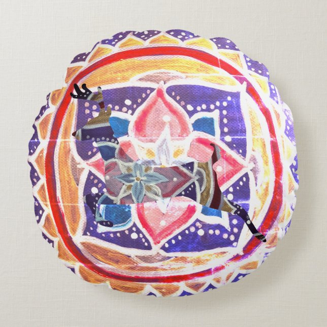 Mandal Brushed Polyester Round throw cushion 41 cm (Front)