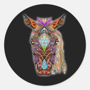 Mandal Style Horse Lover Design Zen Chakra Kundali Classic Round Sticker