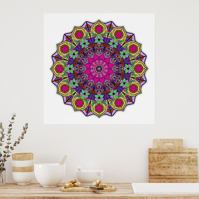 Mandala 12-2 PinkFlower - Poster (Kitchen)
