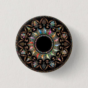 Mandala   3 cm round badge