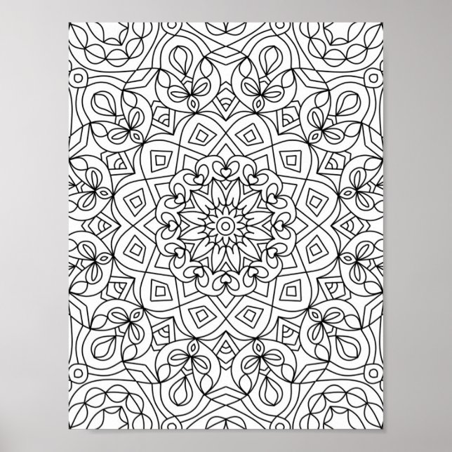 Mandala  Adult Colouring Doodle Colour This Poster (Front)