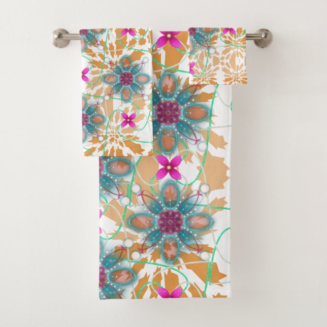 Mandala and Beige Pattern Bath Towel Set (Insitu)
