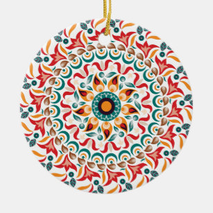 Mandala Art Christmas Ceramic Ornament