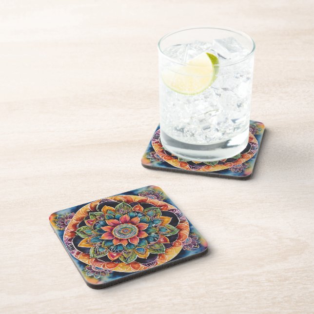 Mandala Art Colourful Coaster (Right Side)