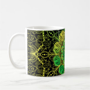 Mandala Art: Green Yellow Detail. Coffee Mug