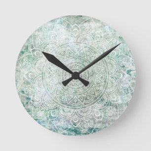Mandala art round clock