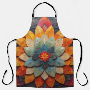 Mandala Art Textured Flower Apron