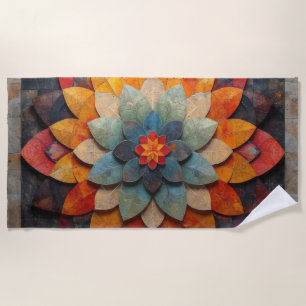 Mandala Art Textured Flower Beach Towel