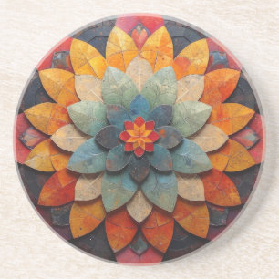Mandala Art Textured Flower Coaster