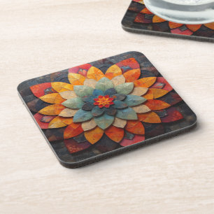 Mandala Art Textured Flower Coaster
