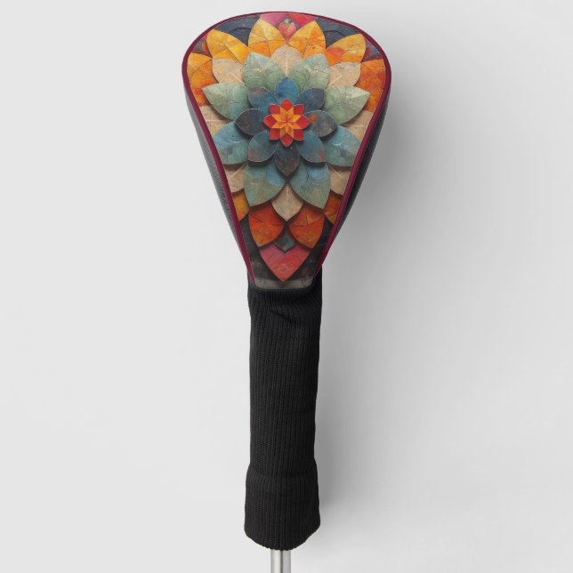 Mandala Art Textured Flower Golf Head Cover (Front)
