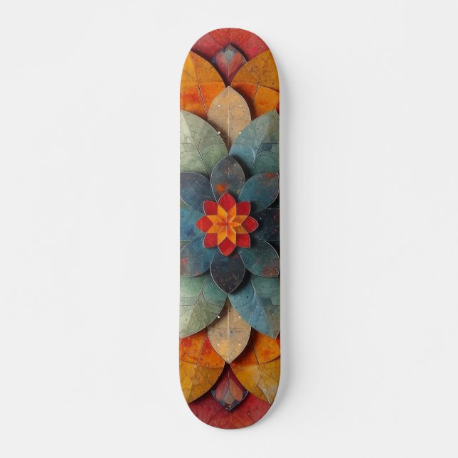 Mandala Art Textured Flower Skateboard (Front)