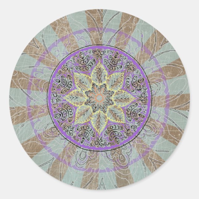 Mandala Artwork Classic Round Sticker (Front)