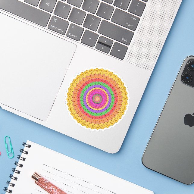Mandala Ball yellow crochet style -  (Laptop w/ iPhone)