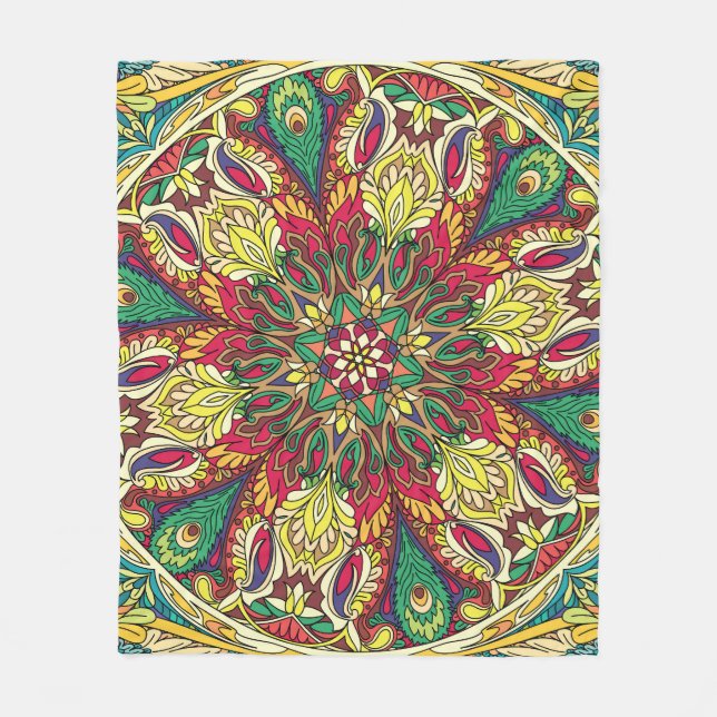 Mandala Bandanna: Vintage Seamless Design. Fleece Blanket (Front)