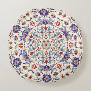Mandala Beauty: Colourful Cultural Mosaic Round Cushion