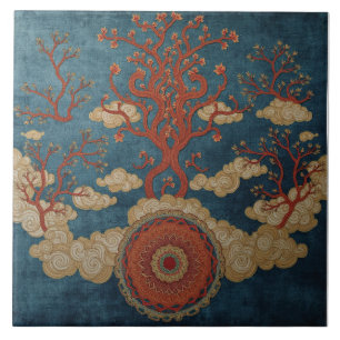 Mandala Beneath the Cloud Trees Ceramic Tile