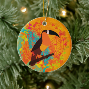 Mandala bird ceramic ornament