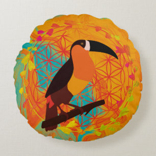 Mandala bird round cushion
